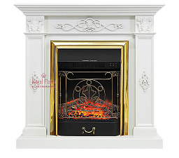 Каминокомплект Royal Flame Derby очаг Majestic FX Brass белый дуб Royal Flame Derby очаг Majestic FX Brass белый дуб