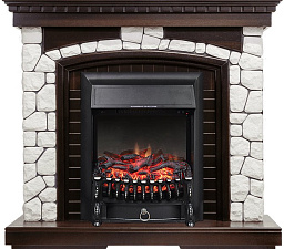 Каминокомплект Royal Flame Glasgow очаг Fobos FX Black темный дуб/белый Royal Flame Glasgow очаг Fobos FX Black темный дуб/белый