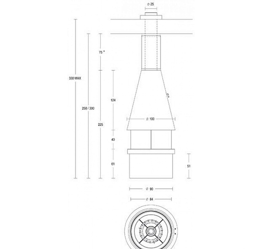 Каминная топка Piazzetta m 360 т, конический купол_5