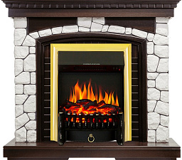 Каминокомплект Royal Flame Glasgow очаг Fobos FX Brass темный дуб/белый Royal Flame Glasgow очаг Fobos FX Brass темный дуб/белый