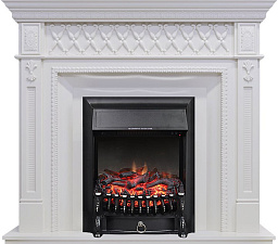 Каминокомплект Royal Flame Alexandria очаг Fobos FX Black белый дуб Royal Flame Alexandria очаг Fobos FX Black белый дуб